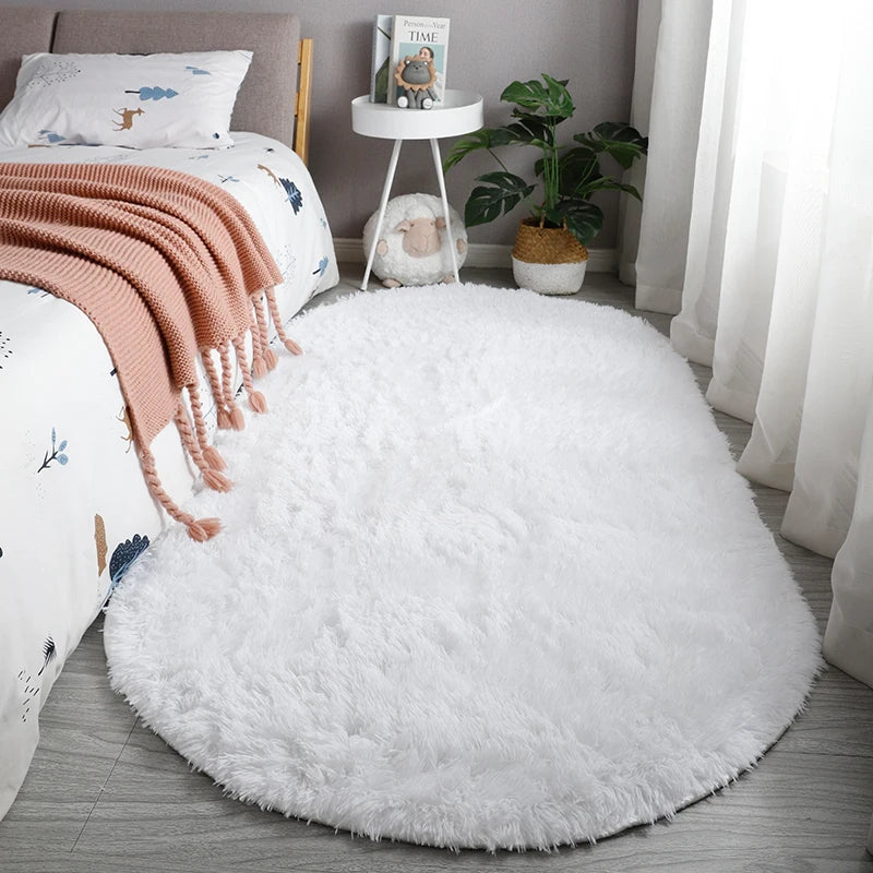 Oval Plush Fluffy Carpet