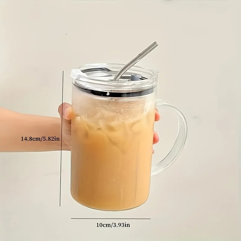 Aesthetic glass water bottle 1L bamboo lid straw daily hydration