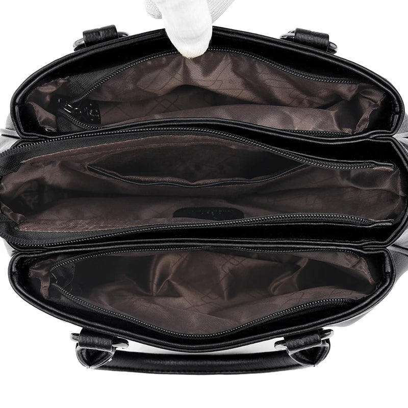 Luxury 3-Layer Leather Handbag