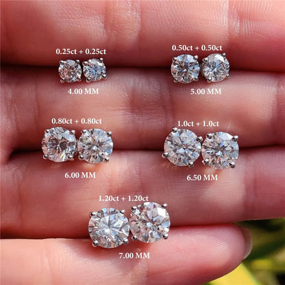 D Color Moissanite Ear Stud Earrings