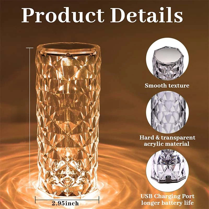 Crystal LED Rose Lamp