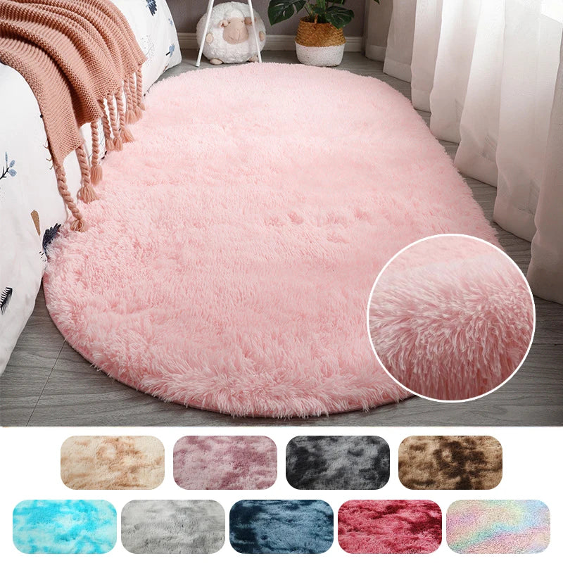 Oval Plush Fluffy Carpet