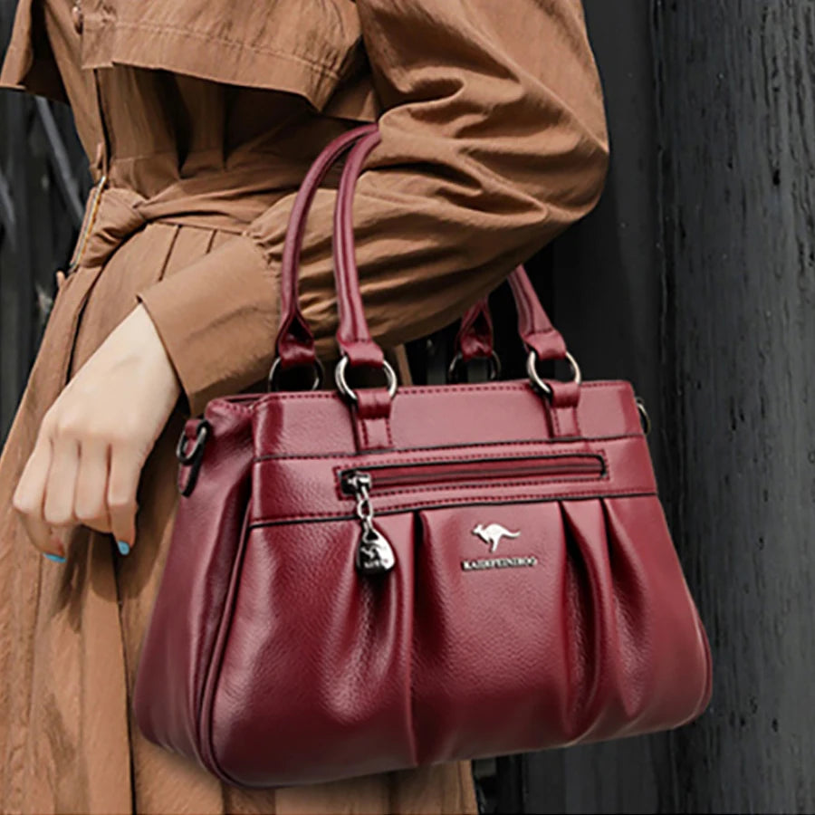 Luxury 3-Layer Leather Handbag
