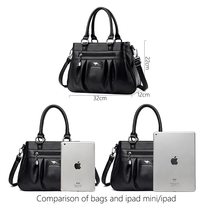 Luxury 3-Layer Leather Handbag