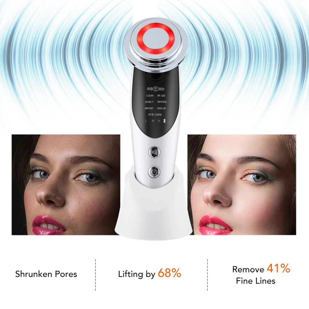 7-in-1 RF EMS microcurrent skin rejuvenation facial wrinkle remover beauty device